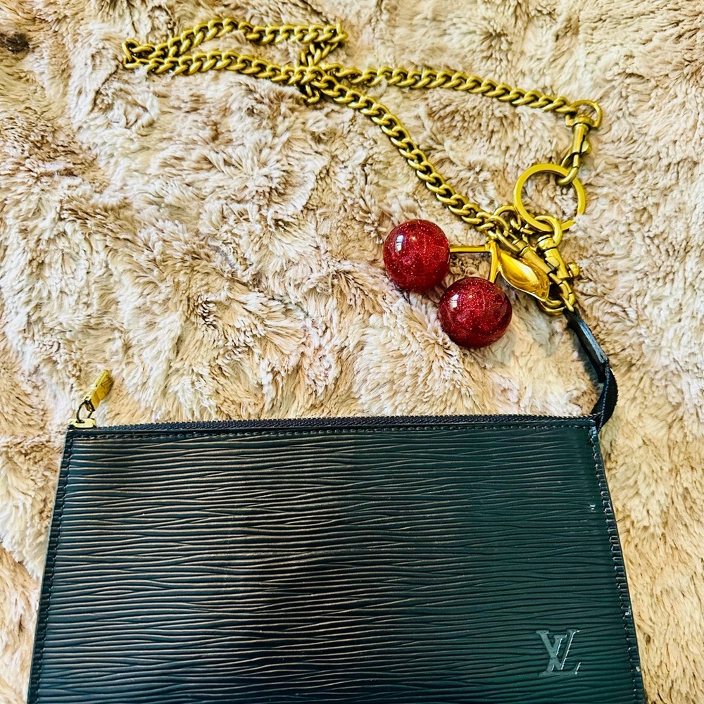 Louis Vuitton Black and Gold Epi Pochette Cerises Clutch - great condition